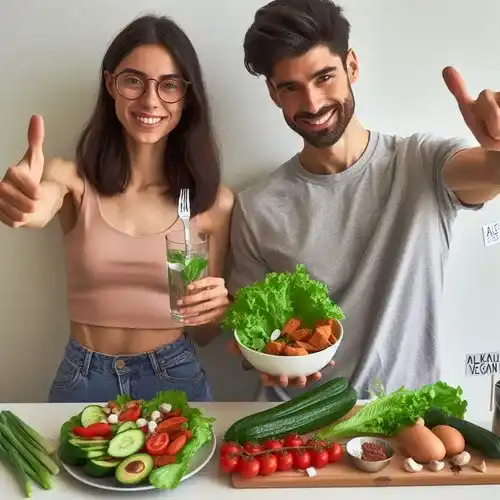 A Couple Showing Alkaline Vegan Diet For Weight Loss Challenges, Eatvigor.com